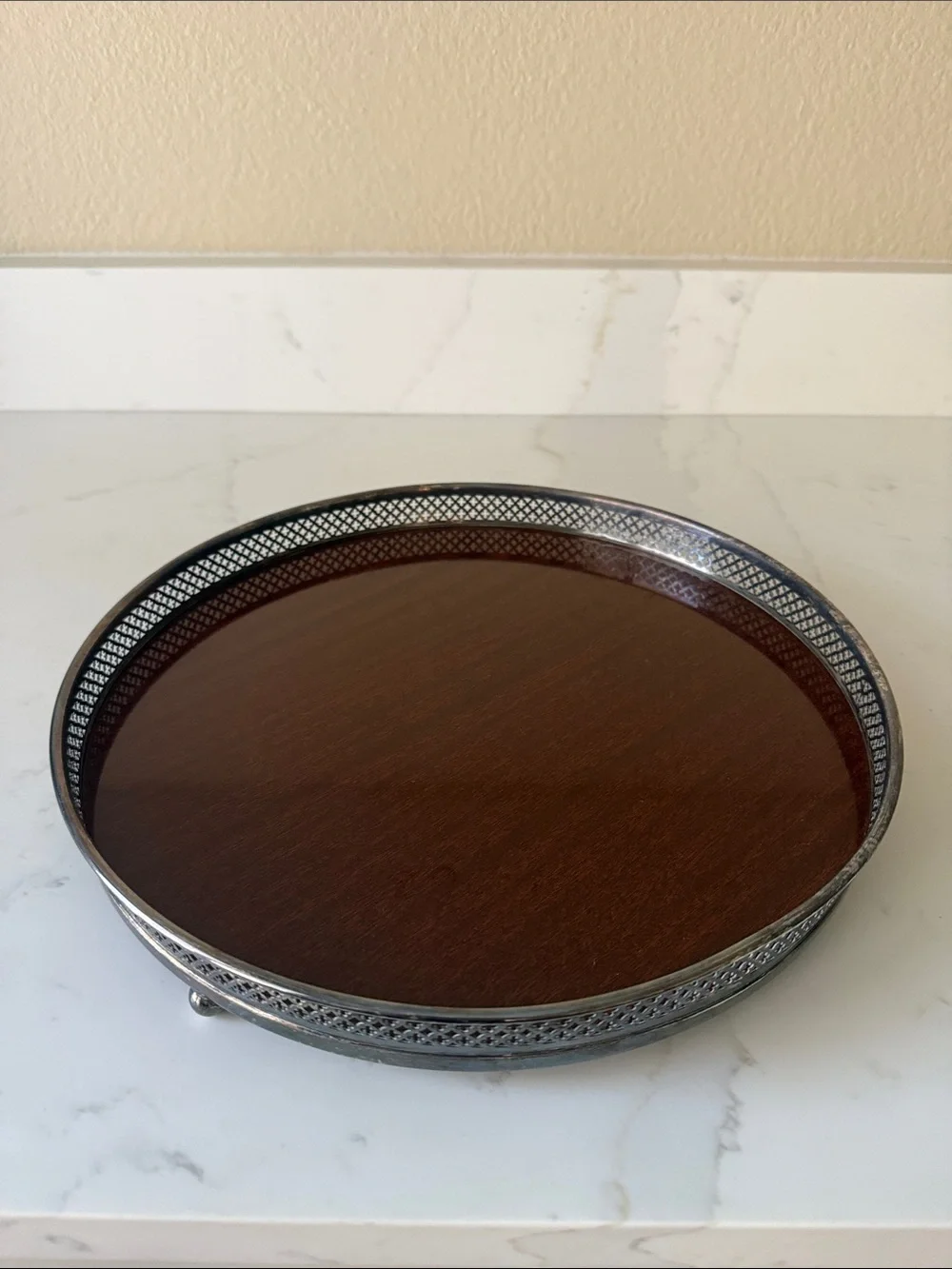 Vintage Formica Bar Tray Silver Plate
